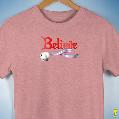 Believe Bigender Pride Flag Jingle Bell Premium Unisex T-Shirt - Mauve Heather